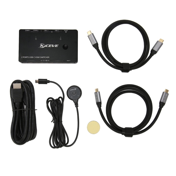 Type C KVM Switch 2 Ind 1 Ud 10Gbps 3840x2160 30Hz 60Hz Selvtilpassende EDID HD KVM Switcher til Laptop Desktop TV