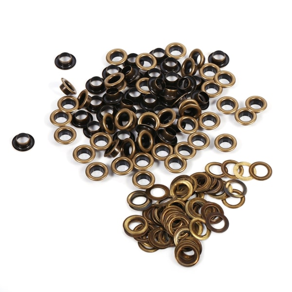 100 set Brons Svart Guld Runda öglor Grommets DIY dekoration Tillbehör 8mm