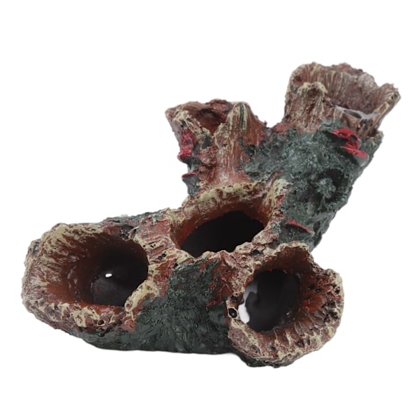 Akvarietræstub Dekoration Resin Høj Simulation Farveægte Akvarium Træstub Ornament med Huller GM0641
