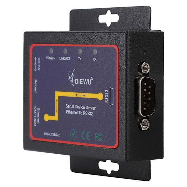 RJ45 till RS232 Enkel Seriell Server PluG in RS‑232 till TCP/IP Konverterare