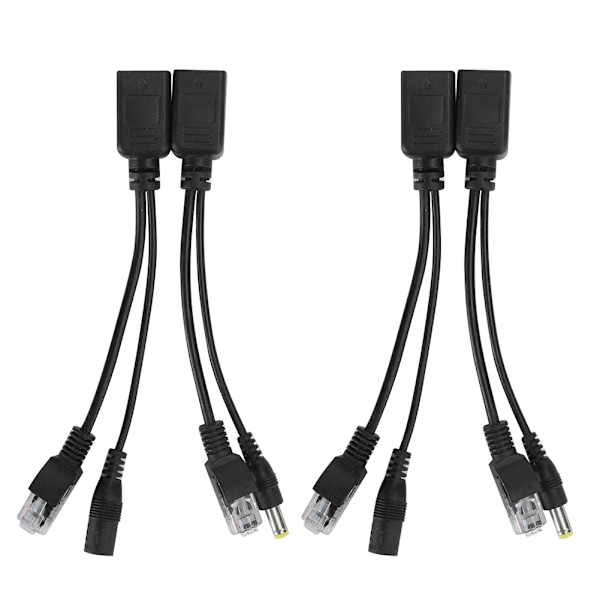 2 Par POE Splitter Nettverkskamera Strømforsyningsmodul Separator Overvåkingsutstyr 12V