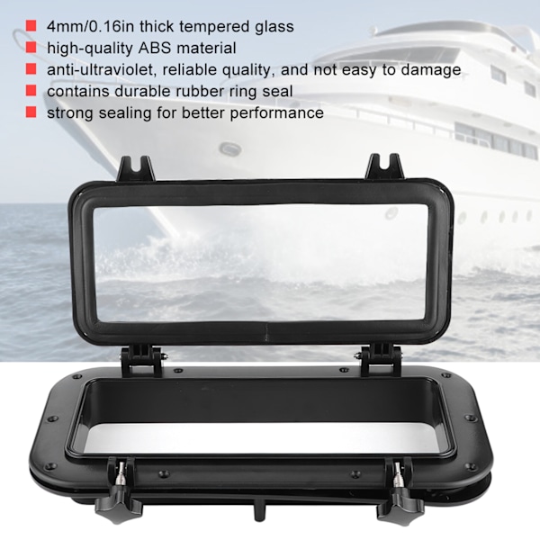 4mm Öppningsbart Portlight Rektangulärt Fönster Tempererat Glas Ultraviolett Beständiga Fönster för Båt Yacht 400x200mm