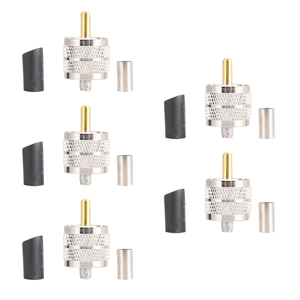 5 stk. UHF PL259 hanstik crimp coax-stik adapter RF-stik