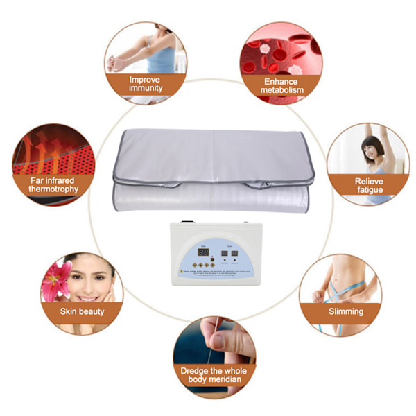 220V Fjern Infrarød Sauna Varmeteppe Kroppsforming Slanking Fitness Maskin EU Plugg