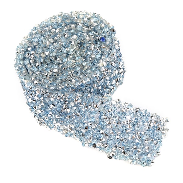 1 yard 30 mm diamantnet indpakningsrulle funklende krystalrhinstensbånd dekoration (lyseblå)