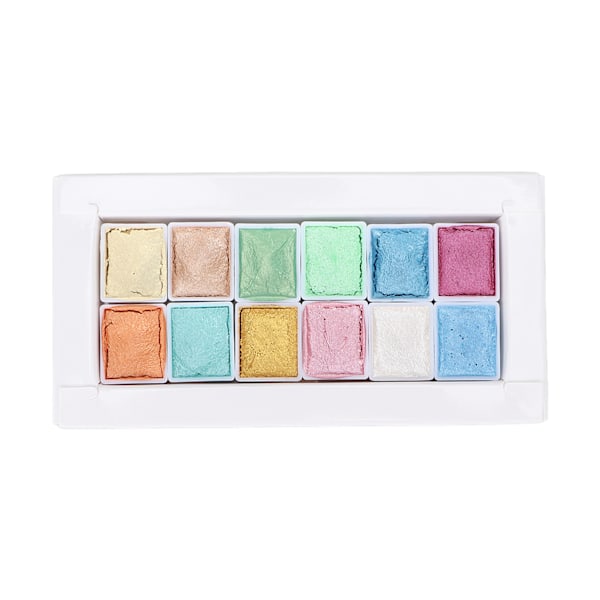24 stk. Akvarelmaling Metallic Macaron Solid Perlemors Akvarelmaling Sæt til Maleri Neglekunst