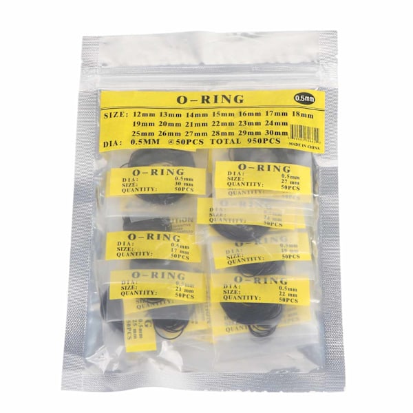 950-dels Set 12mm-30mm Universala Gummitätningar för Urtavlor (0,5mm)