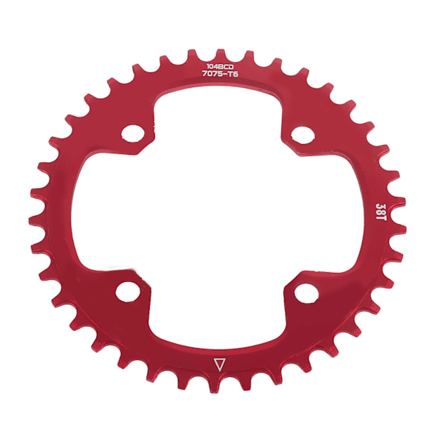 32/34/36/38T BCD 104 Mountainbike Stål Enkelt Kranksæt Kæde Ring Reparationsdele (Rød 38T)