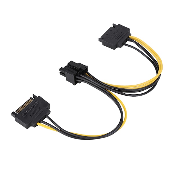 DUAL SATA 15pin uros - 8pin naaras PCI-E virtasovitin kaapeli 20cm