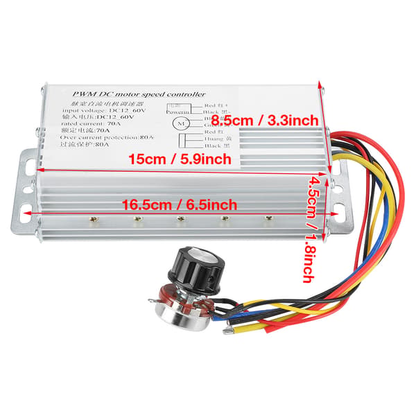 DC 12V-60V 70A PWM Motorvarvtalsregulator Justerbar Drivkontroll