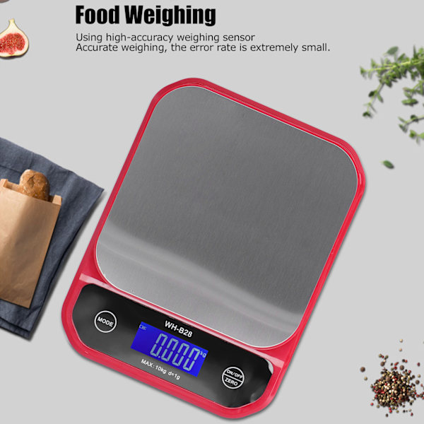 WH-B28 10Kg/1g LCD Köksvåg Elektronisk Digital Vågskala Mätning Hemanvändning