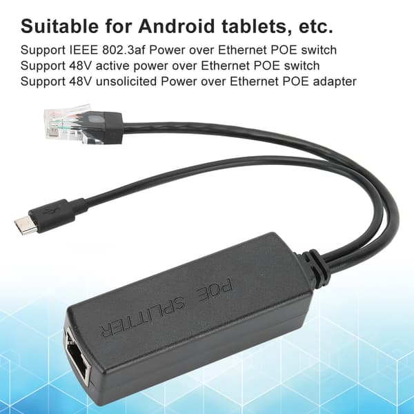 POE Splitter Strømforsyningsmodul USB Standard Isolasjonsseparator Kabel 48V til 5V