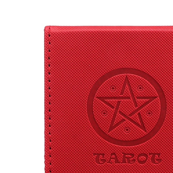 Tarot Opbevaringsboks med Sol Måne Design Stor Størrelse PU Læder Tarotkortboks til Universal Standard Størrelse Tarotkort Rød