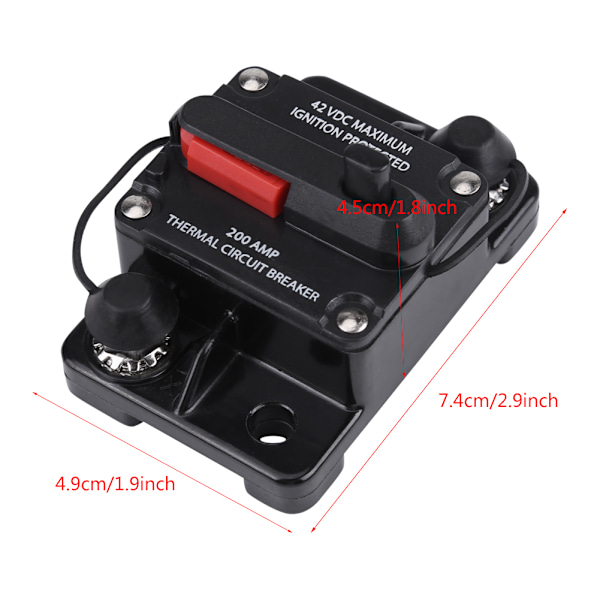 DC12V-42V Bil Stereo Audio Inline Strømafbryder Manuel Reset (200A)