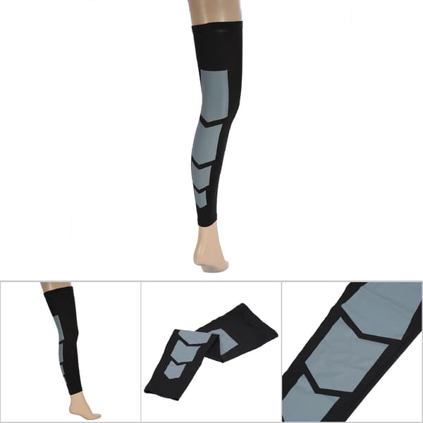 Elastisk benkompression langærmet lægstøttebandage egnet til mænd og kvinder (sort L)