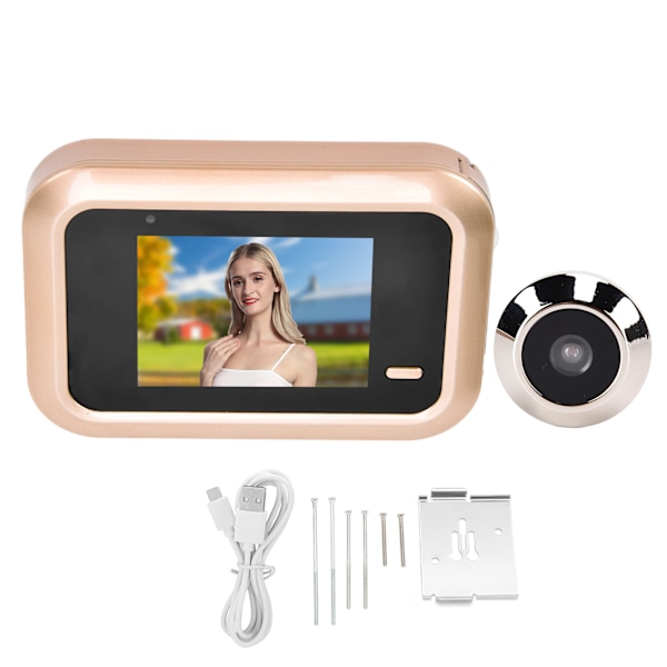 0,3MP Smart Dörrkikare Anti-Stöldinspelning Dörrklocka 2,4 tum TFT LCD-Skärm 140° Vidvinkel för Hemsäkerhet