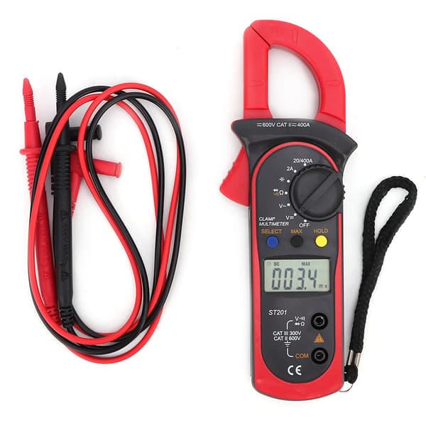 ST201 Automatisk Digital Strömtång Multimeter DC/AC Spänning Diodtestare (Röd)