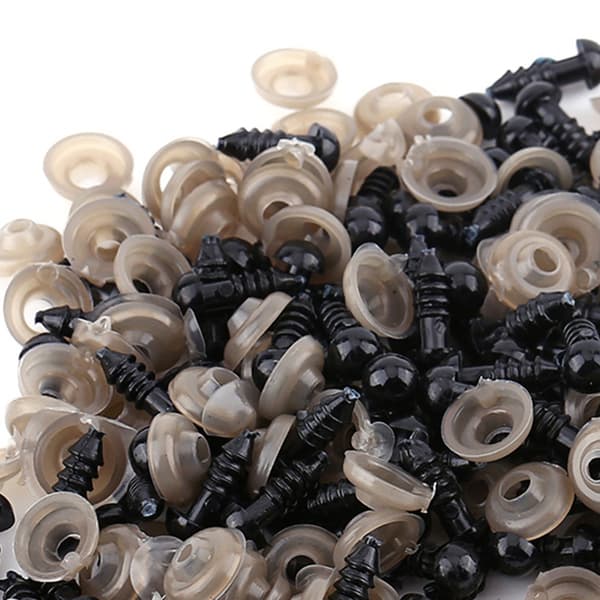100 stk. sorte plastikdukkeøjne til bamser, legetøj, dukker, gør-det-selv-håndværksmateriale 9 mm