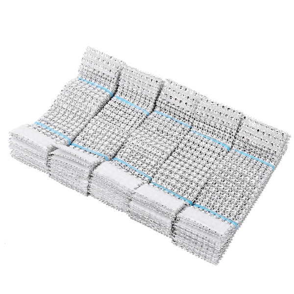 50 stk. 8 Rader Stolsløyfe Serviettringer Diamant Mesh Bånd For Bryllup Jul Sølv