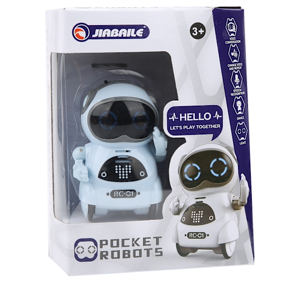 939A Robot Legetøj Interaktiv Stemmegenkendelse Optagelse Sang Dans Mini RC Robot Legetøj Blå