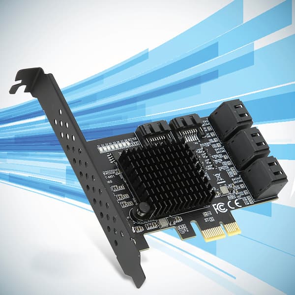 PCI E til SATA3.0 Utvidelseskort 8 Porter Adapter Riserkort Stasjonær Datamaskin Tilbehør