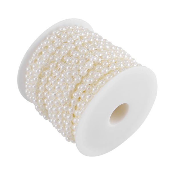 25M/Rulle Dobbelt Bomuldssnor Imitation Halvrunde Perler Perlekæde Guirlande til Bryllup (beige)