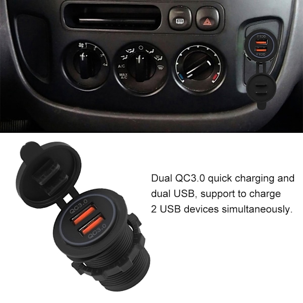 Kaksois QC3.0 Pikalataus Kaksois USB Laturipistoke Virta 12/24V Auto Moottoripyörä Vene