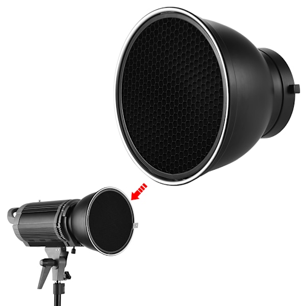 7'' Standard Reflektor Diffuser Lampskärm med 60° Honeycomb Grid för Bowens Mount Studio Strobe Blixtljus Speedlite