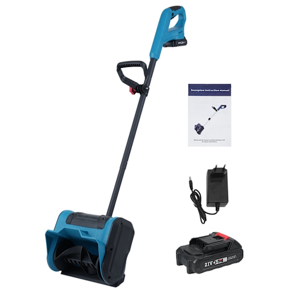 Snøskuffe 21V Batteridrevet Snøfreser Elektrisk Snørydder Børste Snøfreser med Ekstra Håndtak 2.0Ah Li-ion Batteri & Lader