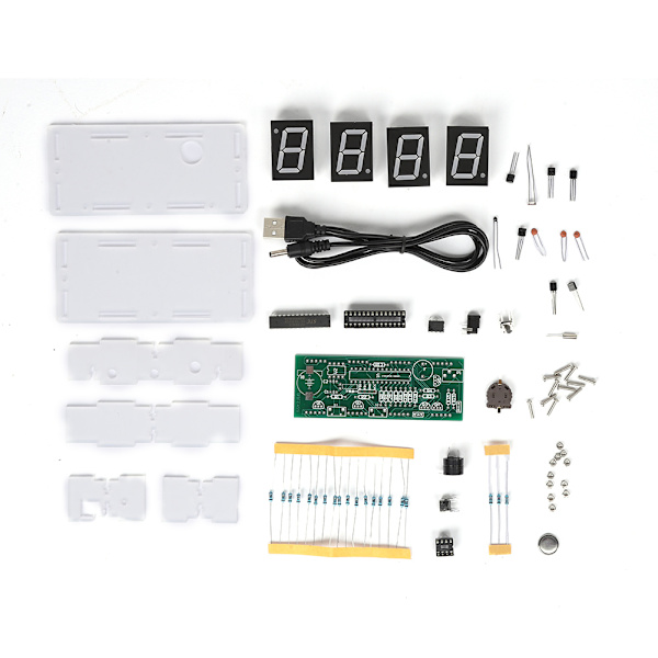 DIY Elektronisk Klocka Kit C51 SCM Process Ljuskontroll Stor LED-Skärm Komponenter