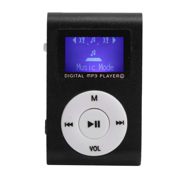 Portabel Mini MP3-spelare Sport Ryggklämma LCD-skärm MP3 Stöd för minneskort (Svart)