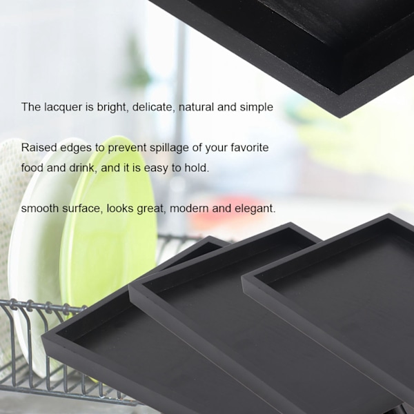 Rektangulær Form Massivt Tre Te Kaffe Snacks Mat Serveringsbrett Tallerken Restaurantbrett 30*20*2cm