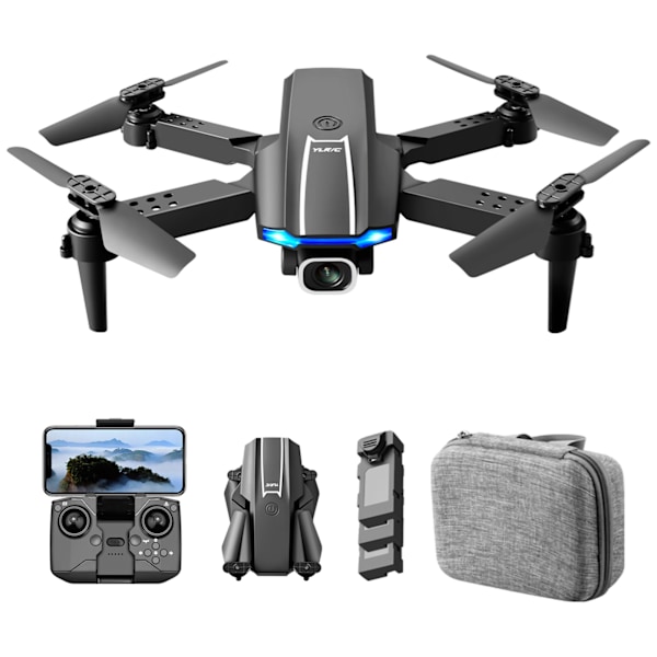 RC Drönare med Kamera 4K Dubbel Kamera RC Quadcopter med Funktion Trajektoria Flygning Gestkontroll Förvaringsväska