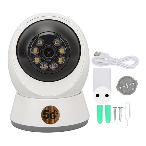 HD 1080P Hjemmesikkerhetskamera 360 Graders Panoramakamera 5G Dual Band WiFi-kamera Baby Eldre Kjæledyr Barnevakt Monitor 100‑240V EU-plugg