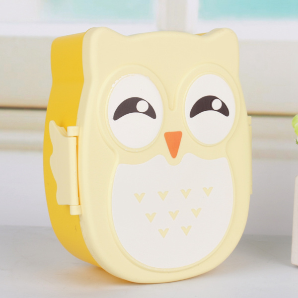 Plast Lunchbox med Söt Uggla - Bärbar, Mikrovågsugnssäker, Livsmedelssäker