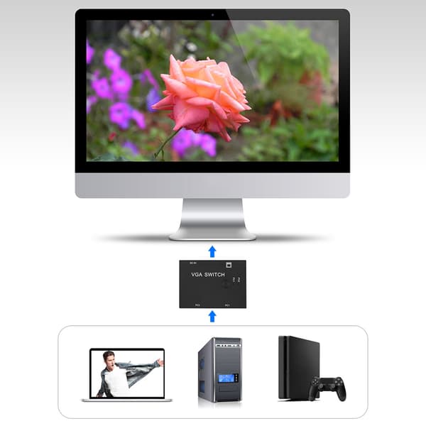 VGA Splitter Computertilbehør 2-i-1-ud 2-ports Switch HD Display Tilbehør til Host Switch