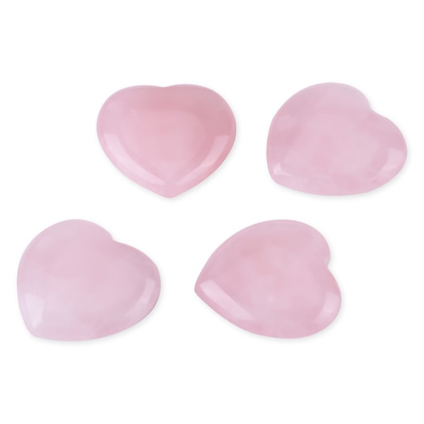 4 st Rosenkvarts snidad hjärtformad rosa kristall Healing Stone Halvädel ädelstensdekor