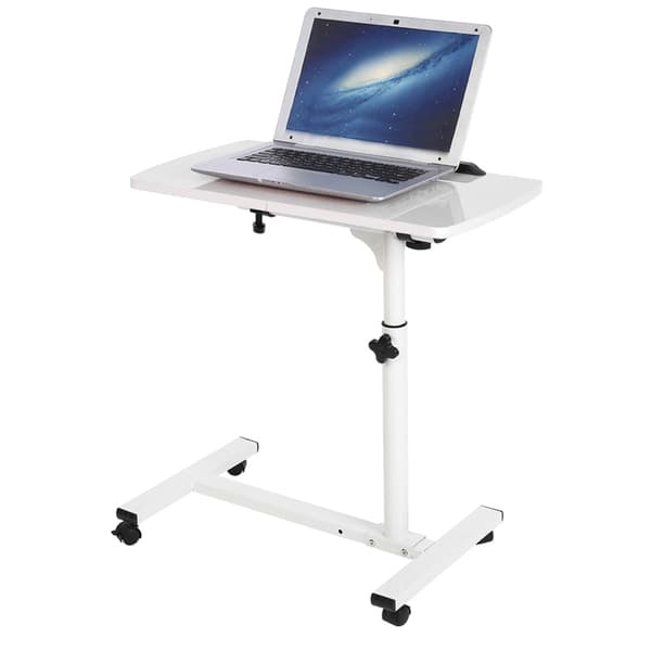 Bærbar Multifunksjonell Avtakbart Laptopbord med Hjul Seng Sofa Bøker Snacks Hvit
