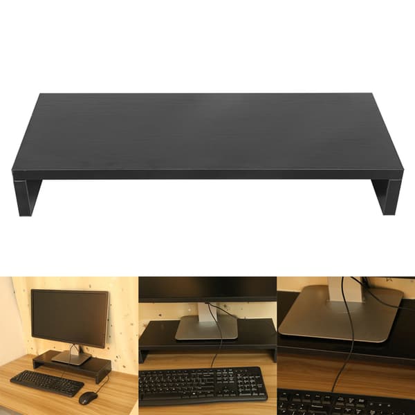 Monitorstativ i tre LED LCD Dataskjerm Riser Skrivebordsorganisator Displayhylle Svart