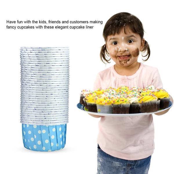 100 stk. Mini Cupcake Papirforme Runde Kagebageforme Muffin Cases Bryllup Hjem Blå