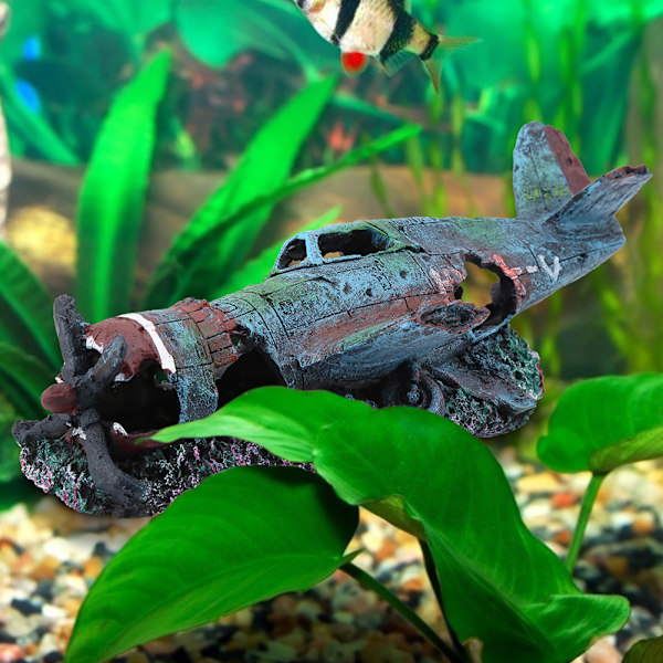 Kunstig Skadet Fly Akvarium Fisk Tank Ornament Landskap Dekorasjon Dekor