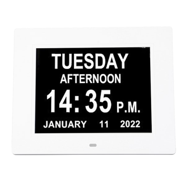 8 Tums Digital Dagklocka Stor LCD-Skärm 8 Alarmalternativ Justerbar Ljusstyrka Digital Kalender Väckarklocka 100‑240V EU-kontakt
