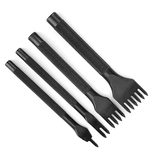 4 st Stämjärnsset Läderhantverk DIY Verktyg Svart Elektroplätering Läderhantverksstämjärn 4mm