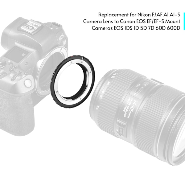 Andoer - Kameraobjektiv Adapter Ring med uendelig fokus erstatning for F/AF AI AI-S kameraobjektiv til EF/EF-S Mount kameraer 1DS 1D 5D 7D 60D 600D