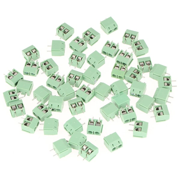 50 st/set 2-polig 5mm stift Grön PCB Universal Skruvterminalblockkontakt