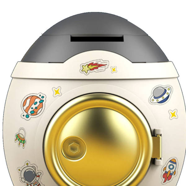 Tegneserie Space Rocket Sparegris Pengeboks Penge Spare Krukke Gutter Jenter Gave Luksuriøs Grå Gull