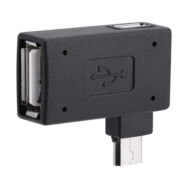 2st USB 2.0 hona till hane Micro OTG-adapter Power 90 grader vänster 90 högervinklad