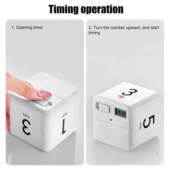 Gravity Sensor Kubisk Digital Timer med Display Tidshantering för Hem Kök Skola Kontor 1‑3‑5‑10 Minuter