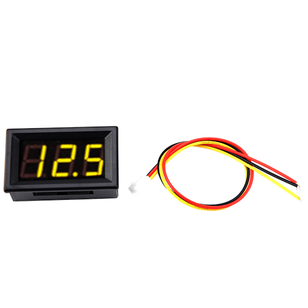 0.  56\" 3-leders digitalt LED voltmeter spenningsmålerpanel med omvendt polaritetsbeskyttelse DC0-100V (Gul)