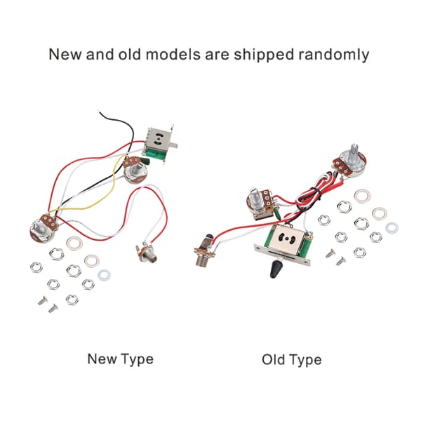Elgitarr Metallisk Kablage Förkopplad Kit 3-vägs Switch Potentiometrar Set